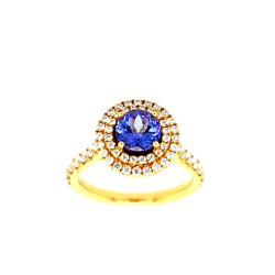 Pre Owned 18ct Tanzanite and Diamond Halo Ring ZT932